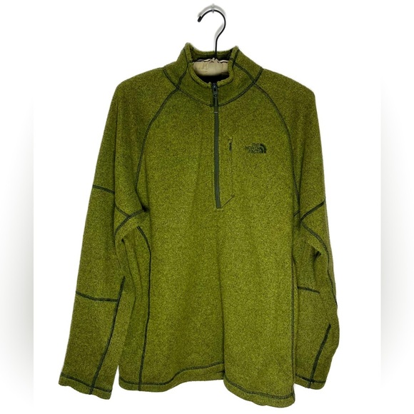 The North Face Quarter Zip Pullover Fleece Sweater Green Sz LG - Picture 1 of 11